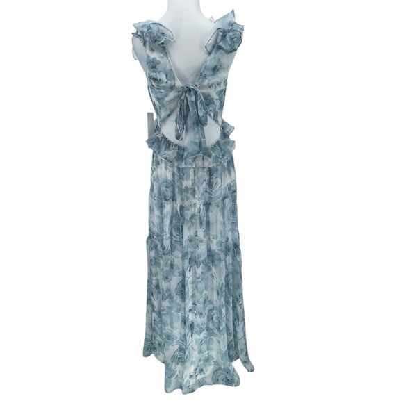 New AQUA Ruffle Trim Maxi Dress - Exclusive, Size Medium, Floral Dress - Picture 9 of 14